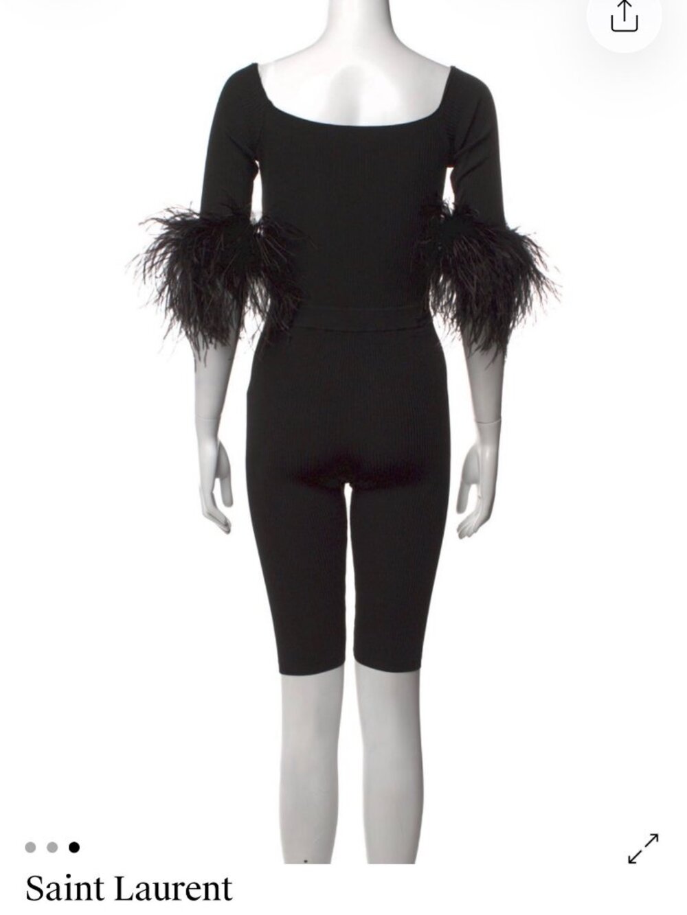 Saint Laurent Cashmere Jumpsuit with Ostrich Feathers  Size-Small - Picture 3 of 7